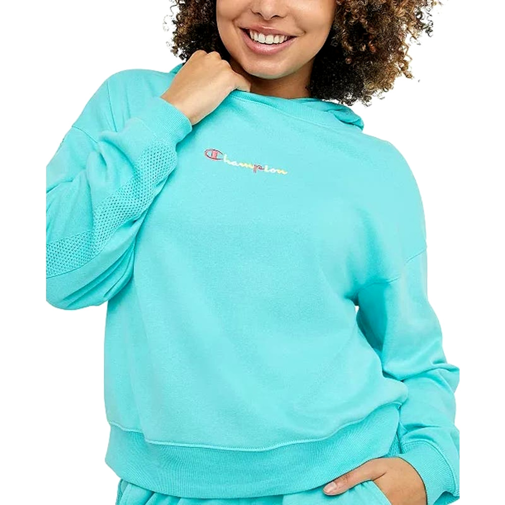 Champion Womens Summer Sweats Campus Sweatshirt Teal Pullover Hoodie Size Large